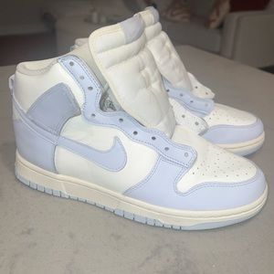 Nike “Aluminum” University blue/white leather Dunk High sneakers